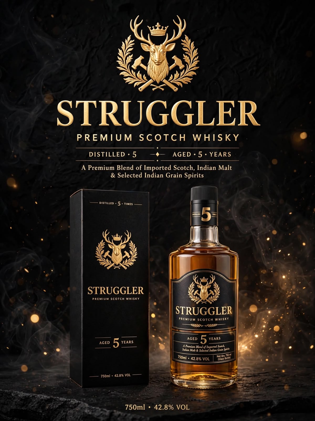 Struggler Premium Scotch Whisky alternate bottle and box presentation